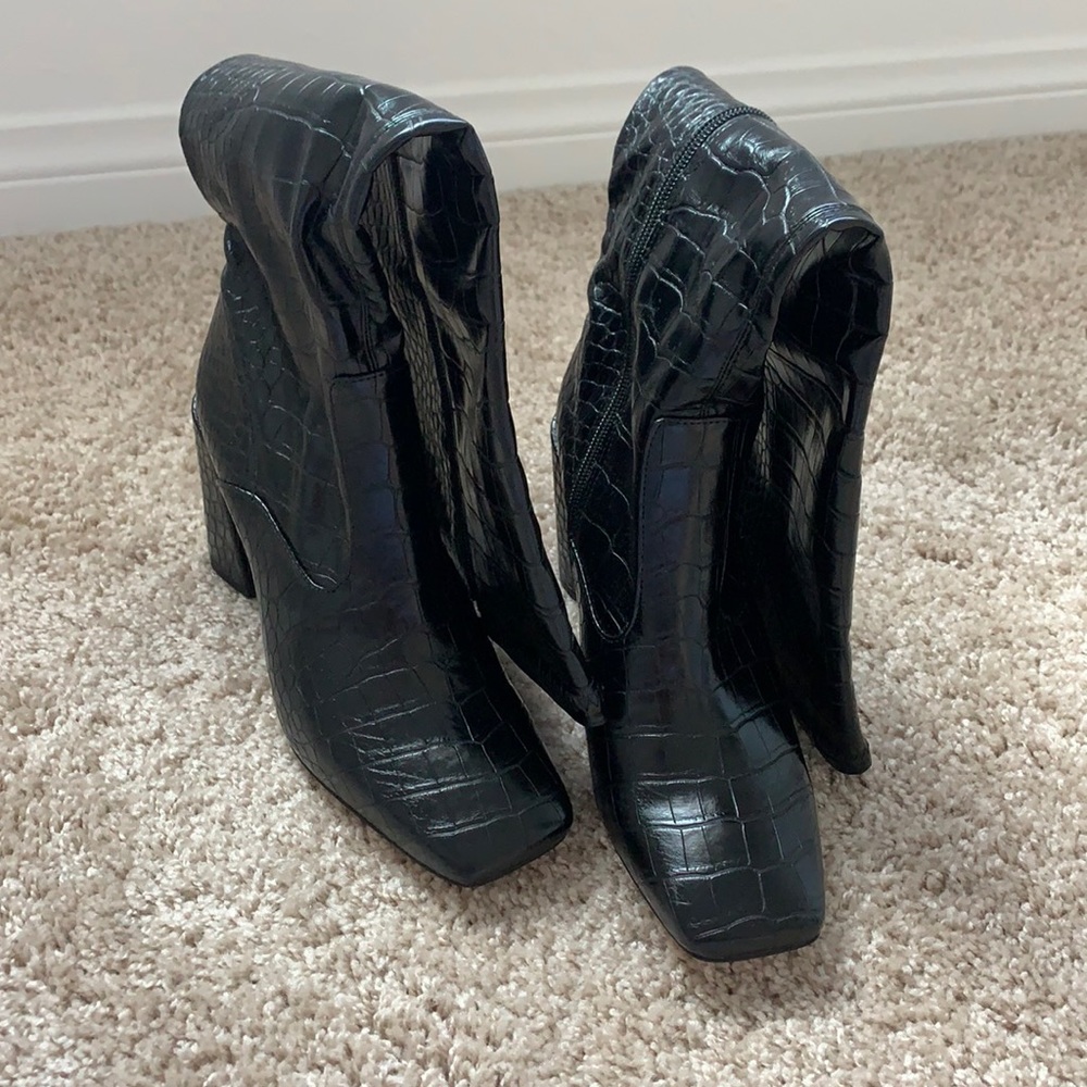 Black leather boots